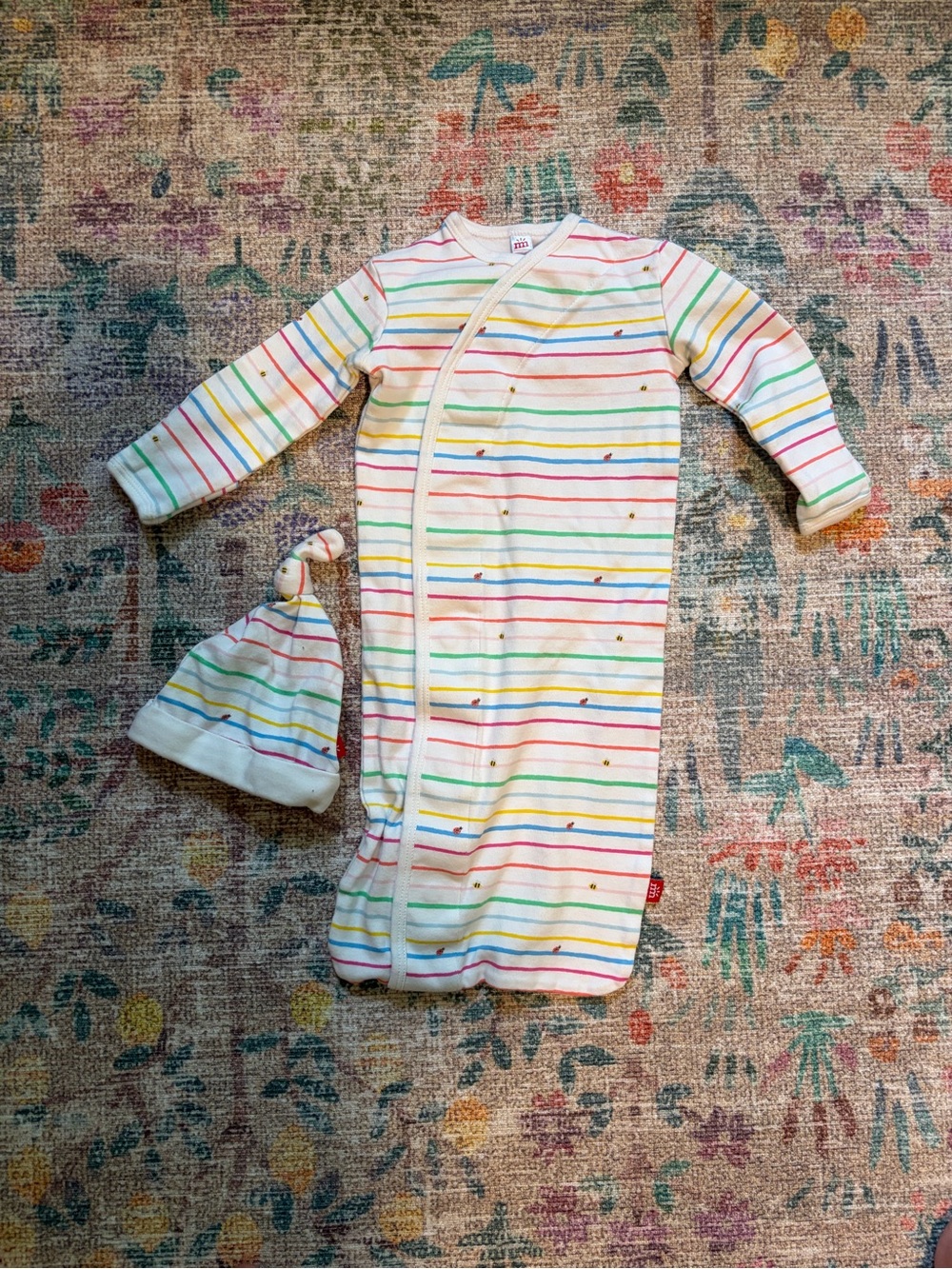 Magnetic Me Striped Sleep Sack and Knot Hat - White with Multicolor Stripes